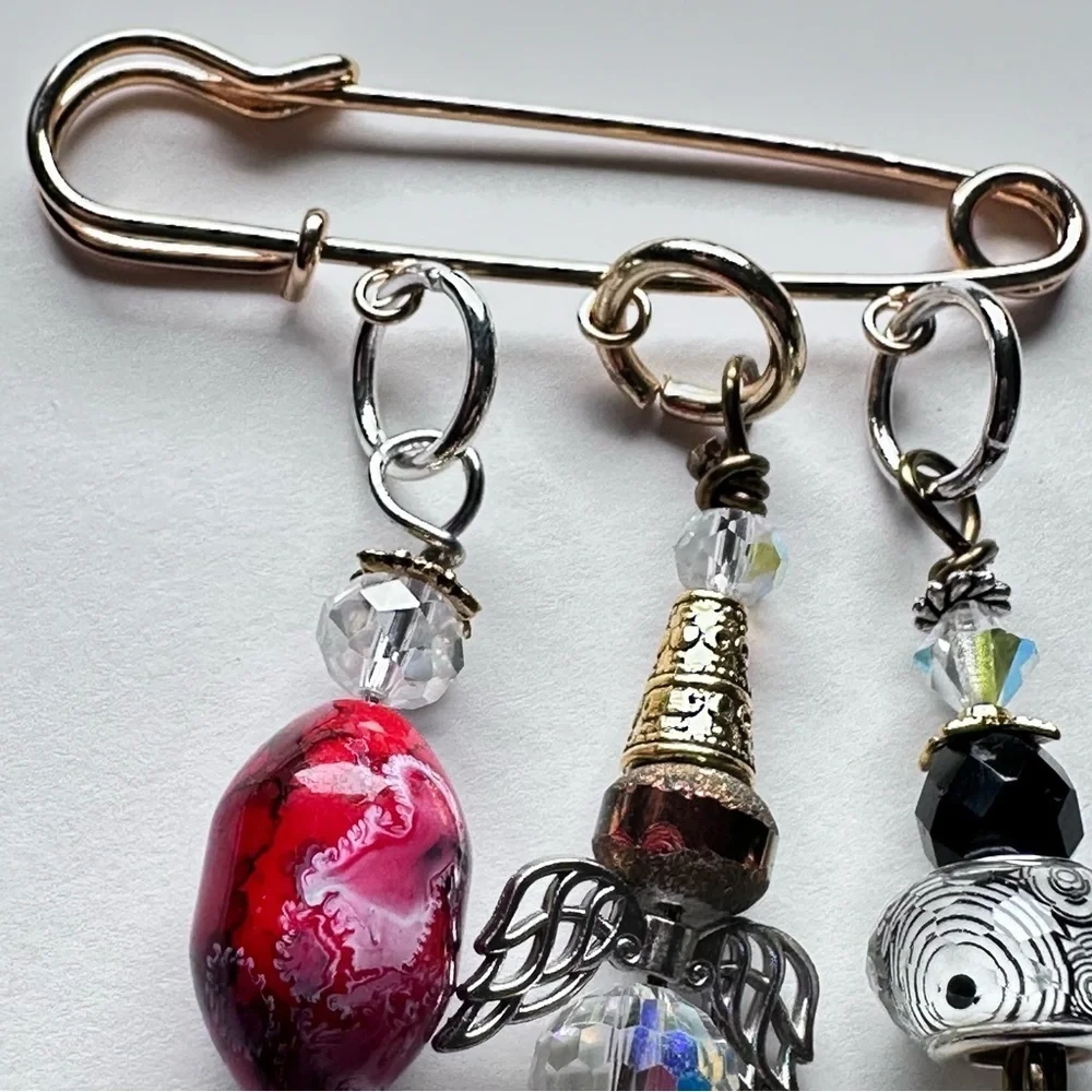 Brooch | Hand Crafted | Glass Beaded |  Pin Artisan Multicolor Wire-Wrapped OOAK